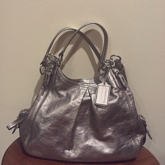 Coach Madison Maggie Mia shoulder bag  satchel  silver bronze metallic excellent - Picture 3 of 17